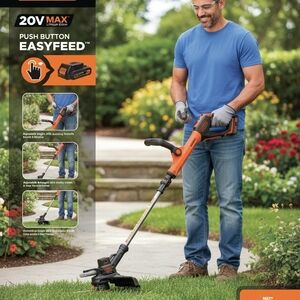 BLACK+DECKER LSTE522 20V MAX EASYFEED Cordless 12" String Trimmer & Edger - NEW